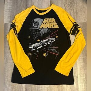 Men's Star Wars Long Sleeve Raglan Yellow Black XL  Shirt